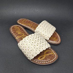 Sam Edelman Womens Shoes Geraldine Woven Slide Sandals Beige